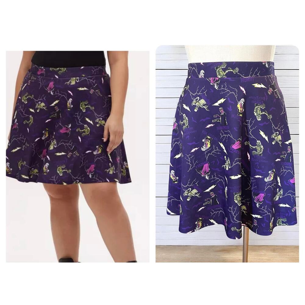 Torrid Universal Monsters Punk Gothic Frankenstein Skater Skirt 4X New Dracula